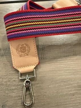 Consuela Multicolor Woven Bag Strap with Leather Trim